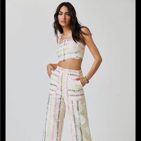 New Anthropologie Embroidered Crop Top Size 14 B-1357 - Picture 1 of 5